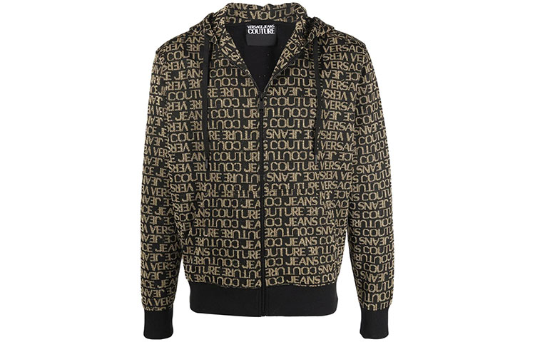 Versace FW21 All-Over Logo Hoodie Jacket Men’s Black 71GAI3Z5-F0005-G89