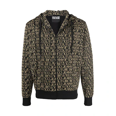 Versace FW21 All-Over Logo Hoodie Jacket Men’s Black 71GAI3Z5-F0005-G89