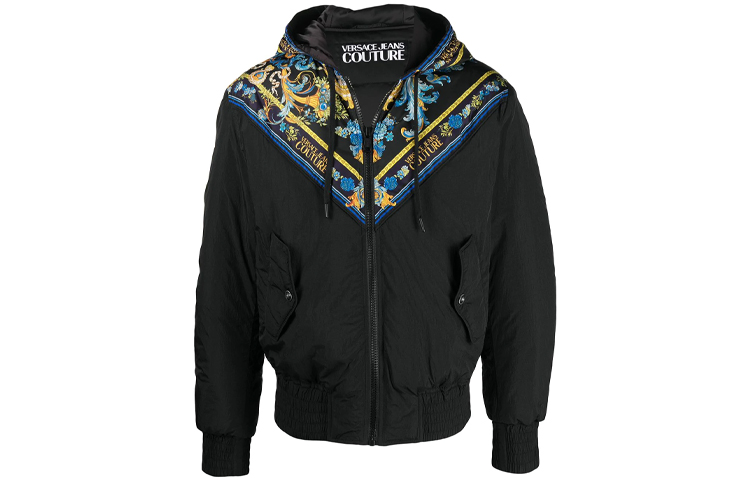 Versace FW21 Baroque Print Casual Hoodie Jacket Black C1GWA9A4-25128-899