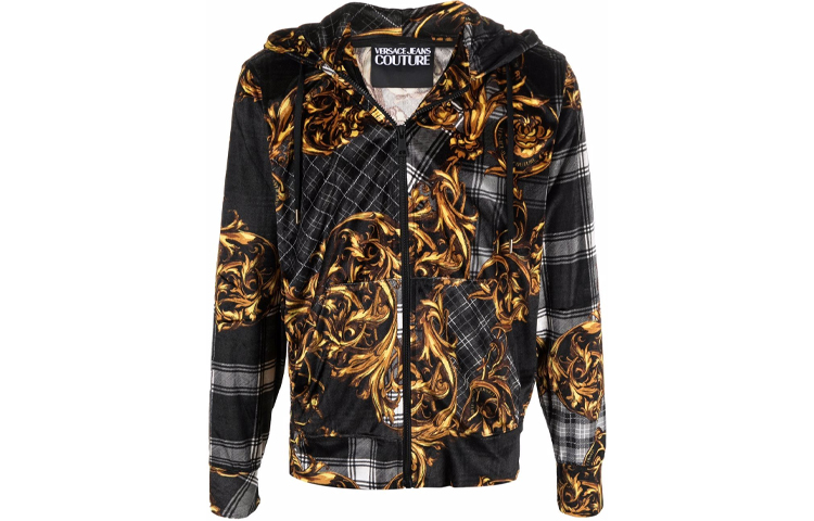 Versace FW21 Baroque Print Zip-Up Sweatshirt Jacket Men’s Black E71GAI3Z6E-JS022-G80