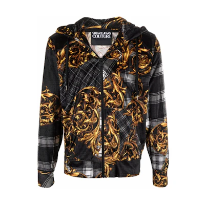 Versace FW21 Baroque Print Zip-Up Sweatshirt Jacket Men’s Black E71GAI3Z6E-JS022-G80