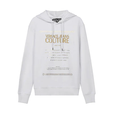 Versace FW21 Embroidered Logo Fleece Hoodie White 71GAIT10-CF00T-G03