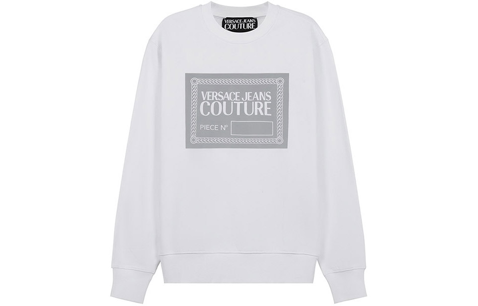 Versace FW21 Fleece Logo Crewneck Sweatshirt White 71GAIT07-CF00T-003