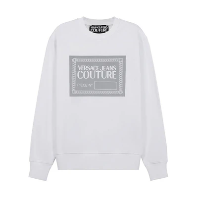 Versace FW21 Fleece Logo Crewneck Sweatshirt White 71GAIT07-CF00T-003