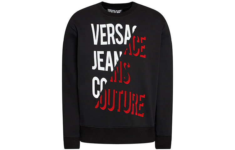 Versace FW21 Letter Print Crewneck Long Sleeve Sweatshirt Black 71GAIF04-CF00F-899