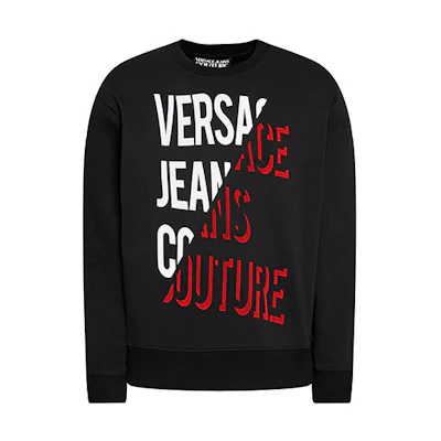Versace FW21 Letter Print Crewneck Long Sleeve Sweatshirt Black 71GAIF04-CF00F-899