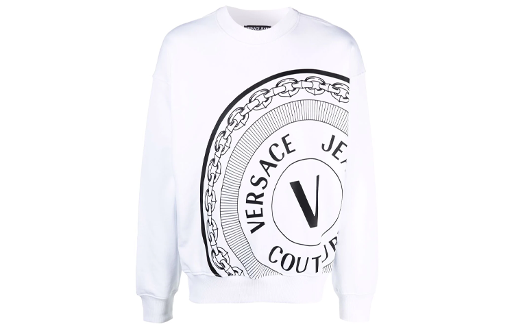 Versace FW21 Letter Print Pullover Sweatshirt White 71GAIT11-CF00T-003