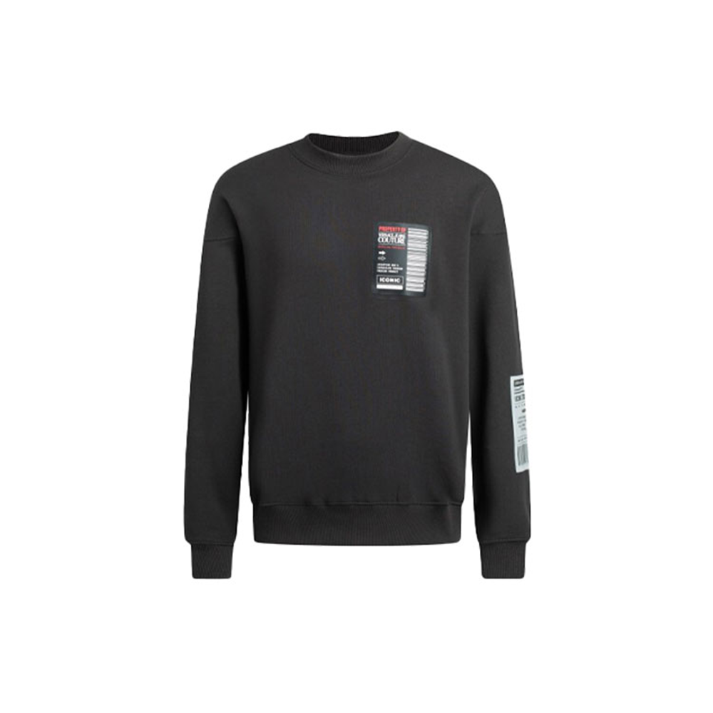 Versace FW21 Logo Fleece Pullover Sweatshirt Black 71GAIT12-CF00T-899