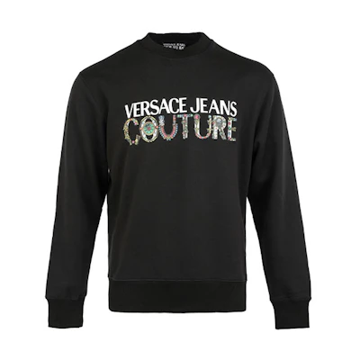 Versace FW21 Logo Letter Print Crewneck Sweatshirt Black 71GAIF02-CF00F-899