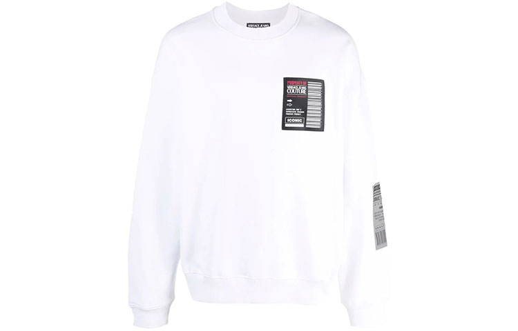 Versace FW21 Logo Patch Crewneck Sweatshirt Men’s White 71GAIT12-CF00T-003