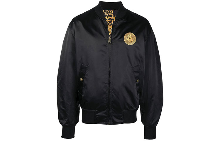 Versace FW21 Logo Patch Long Sleeve Jacket Black C1GWA9A7-25187-899