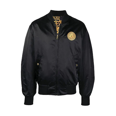 Versace FW21 Logo Patch Long Sleeve Jacket Black C1GWA9A7-25187-899