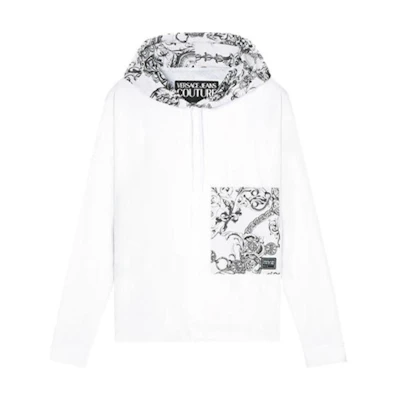 Versace FW21 Logo Print Hooded Jacket White E71GAS403-EN0003-E003
