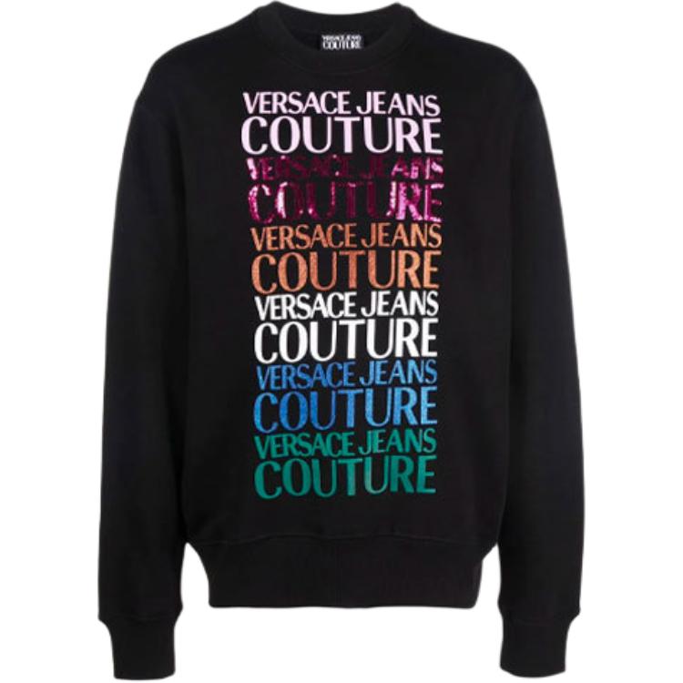 Versace FW21 Logo Print Long Sleeve Sweatshirt Black 71GAIG01-CF00G-899