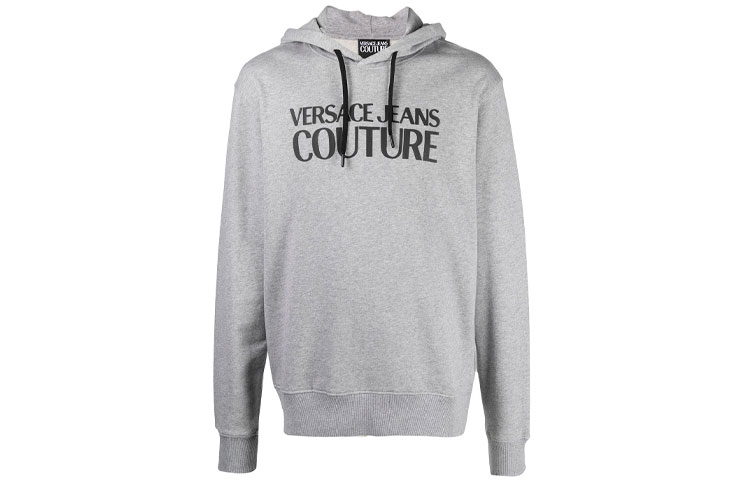 Versace FW21 Logo Print Solid Color Hoodie Gray - Long Sleeve B7GWA7ST-30464-802