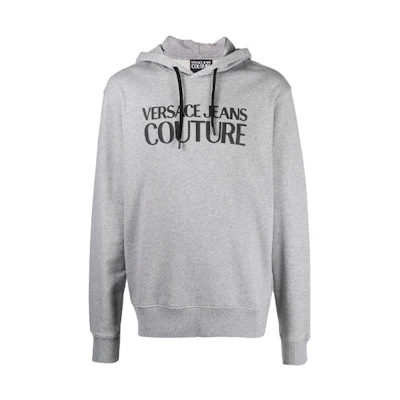 Versace FW21 Logo Print Solid Color Hoodie Gray - Long Sleeve B7GWA7ST-30464-802