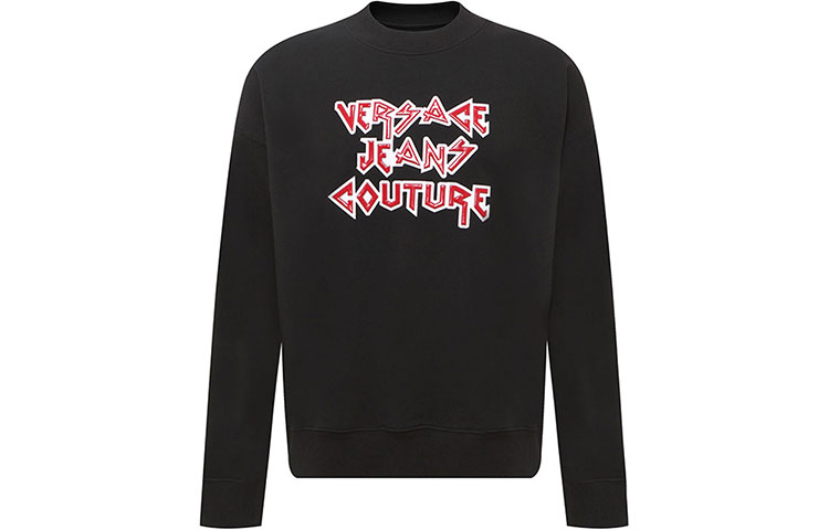 Versace FW21 Logo Pullover Sweatshirt Black B7GWA738-13988-899