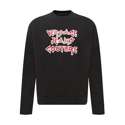 Versace FW21 Logo Pullover Sweatshirt Black B7GWA738-13988-899
