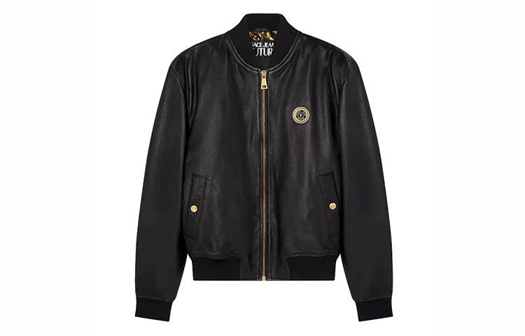 Versace FW21 Logo Zip-Up Bomber Jacket Men Black 71GAVP06-CP001-899