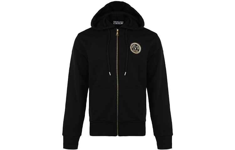 Versace FW21 Logo Zip-Up Hoodie Jacket Black 71GAIT09-CF00T-G89
