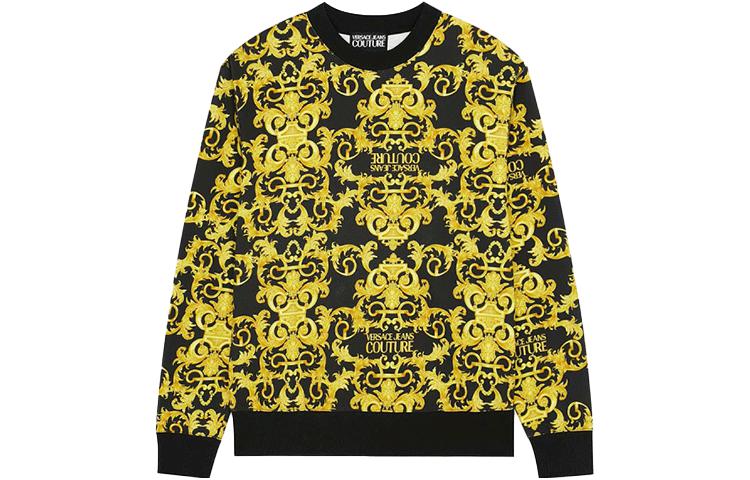 Versace FW21 Pattern Logo Crewneck Long-Sleeve Sweatshirt Yellow EB7GWA7F2-ES0156-E899