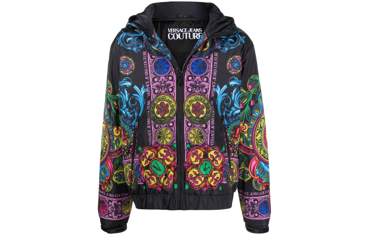 Versace FW21 Printed Hooded Zip Jacket Black 71GAS420-CQS01-899