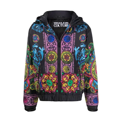 Versace FW21 Printed Hooded Zip Jacket Black 71GAS420-CQS01-899
