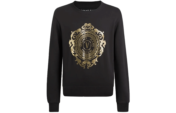 Versace FW21 V-Logo Crewneck Long Sleeve Sweatshirt Black B7GWA73F-30453-K42