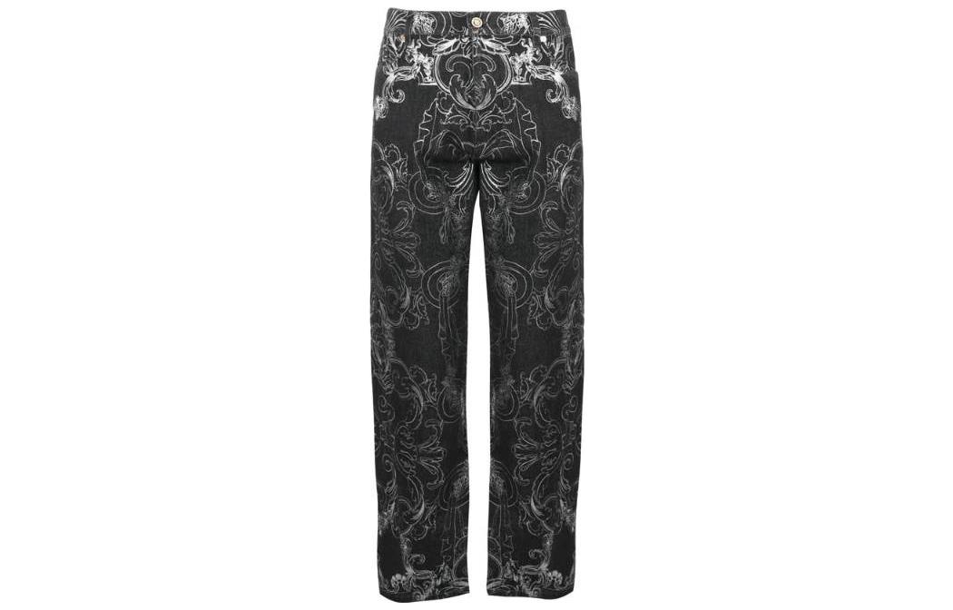 VERSACE FW22  Baroque Print Black Denim Jeans. 1006372-1A04347-2D550