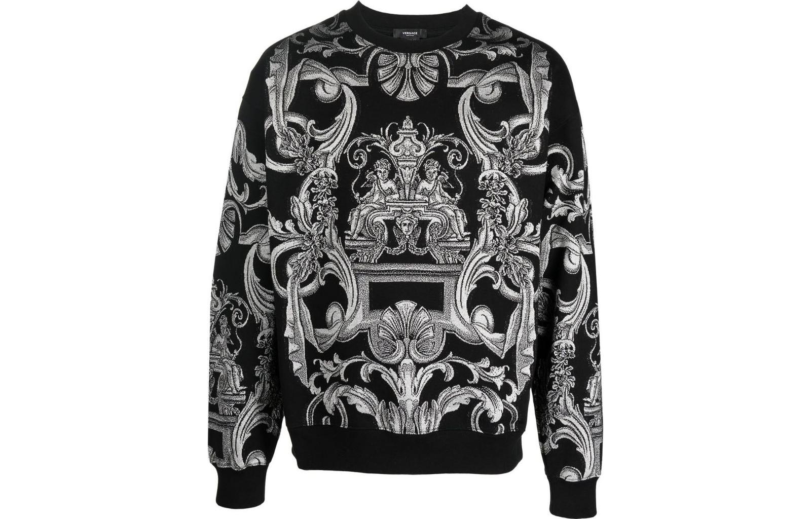 VERSACE FW22  Baroque Print Crewneck Sweatshirt Black 10064931A045042B900