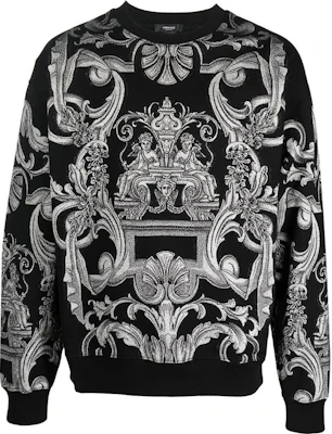 VERSACE FW22 Baroque Print Crewneck Sweatshirt Black 10064931A045042B900 Order VERSACE FW22 Baroque Print Crewneck Sweatshirt Black 10064931A045042B900