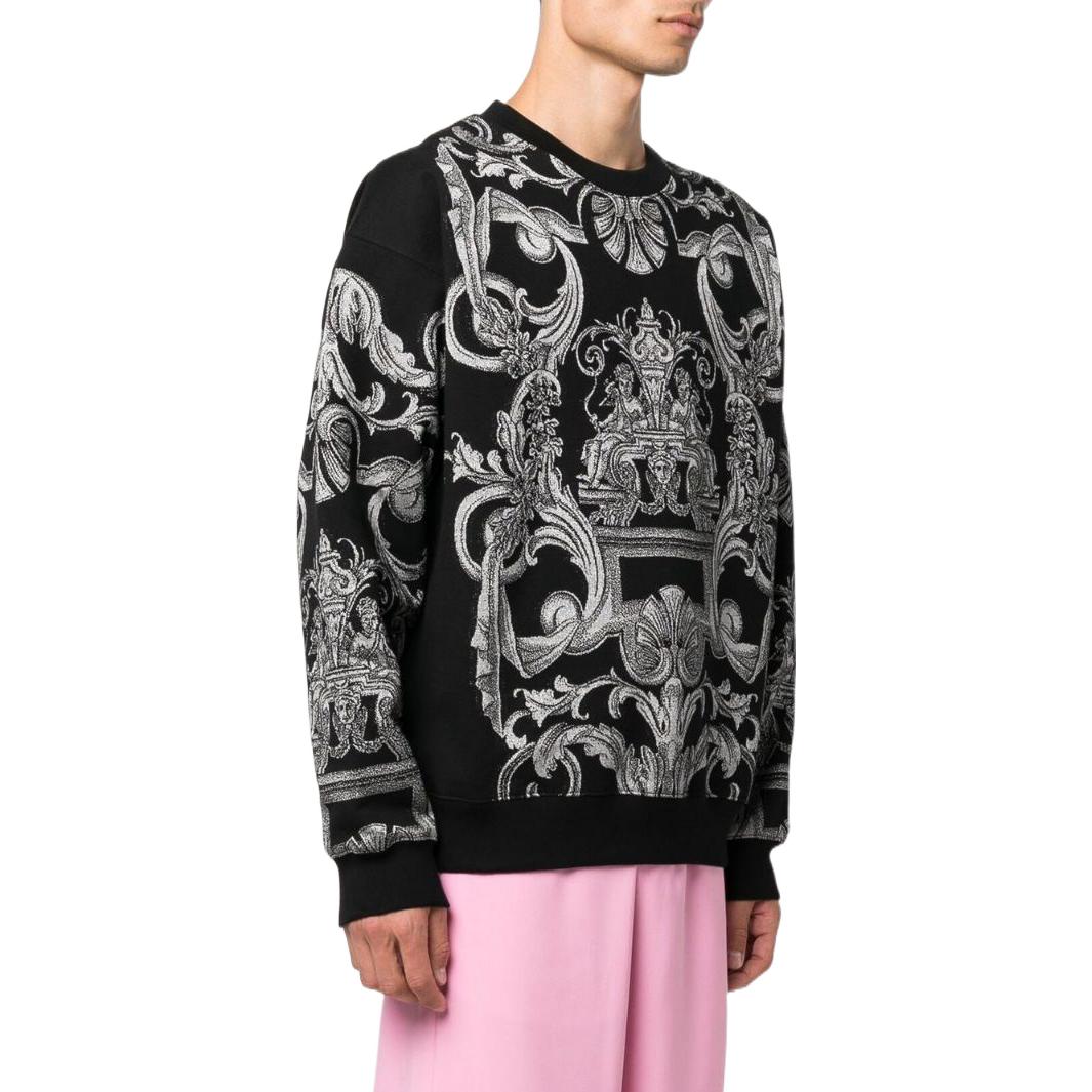 VERSACE FW22  Baroque Print Crewneck Sweatshirt Black 10064931A045042B900 圖 5