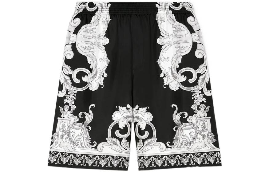 VERSACE FW22  Baroque Print Relaxed Fit Elastic Waist Shorts Black 1002476-1A04155-5B040