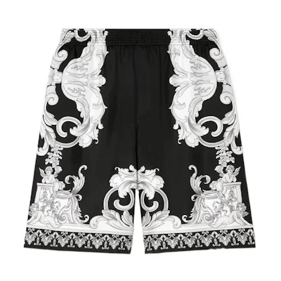 VERSACE FW22 Baroque Print Relaxed Fit Elastic Waist Shorts Black 1002476-1A04155-5B040