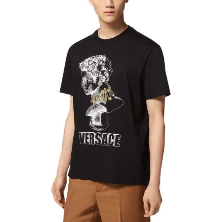 VERSACE FW22  Black Crewneck Logo Print Short Sleeve T-Shirt 1008485-1A06067-1B000 圖 5