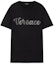Order VERSACE FW22 Black Crystal Letter Print Crew Neck T-Shirt. 1008464-1A06054-1B000