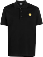 VERSACE FW22 Black Embroidered Casual Short Sleeve Polo Shirt. 1008492-1A06071-1B000 VERSACE FW22 Black Embroidered Casual Short Sleeve Polo Shirt. 1008492-1A06071-1B000
