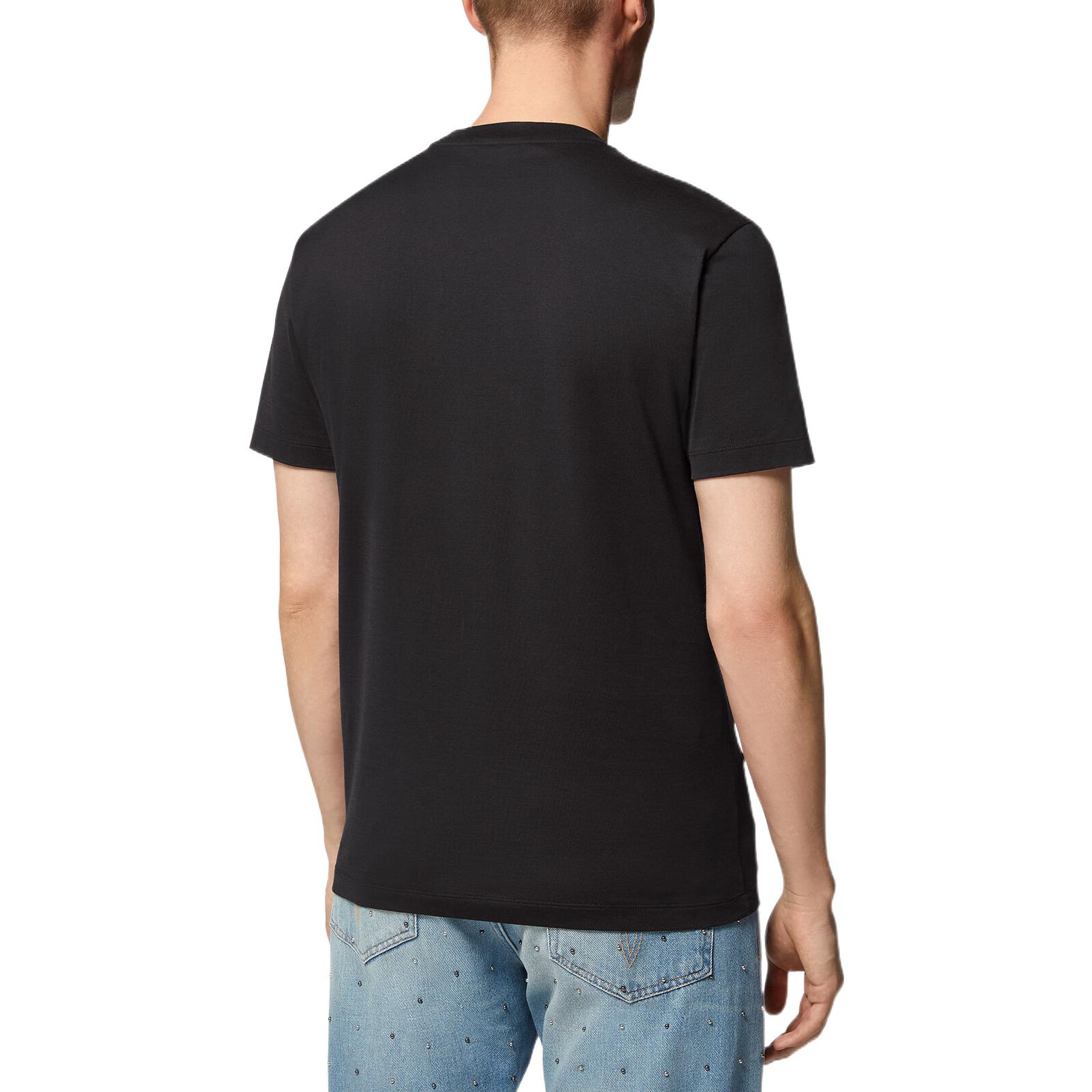 Versace FW22  Black Embroidered Logo Crewneck T-Shirt. 1008469-1A06059-1B000 圖 6