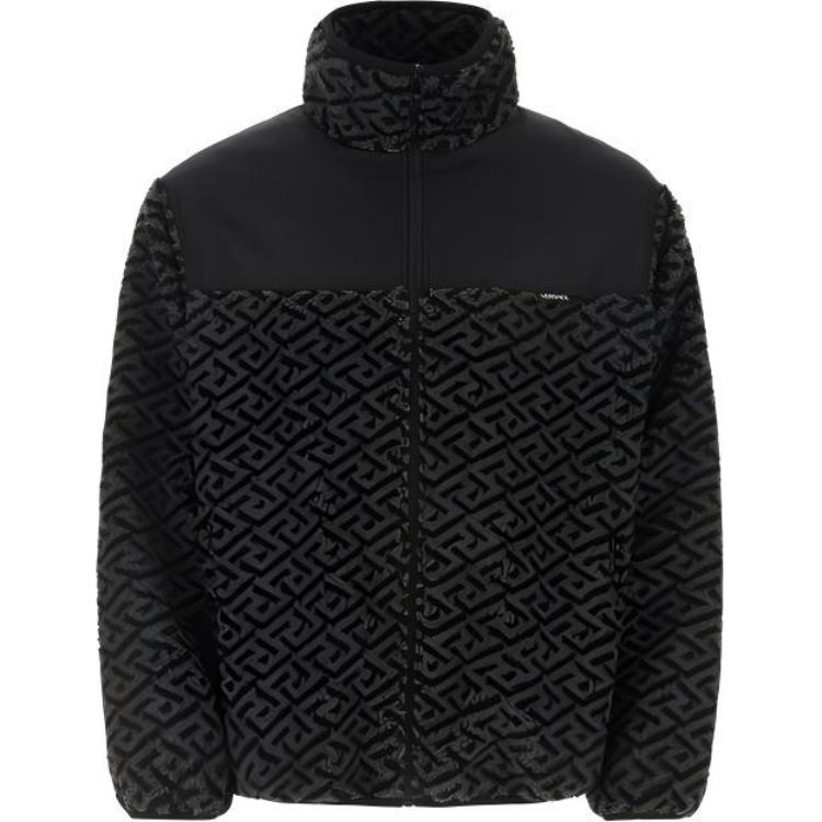 VERSACE FW22  Black Geometric Print Zip-Up Jacket. 10065171-A04530-2E160