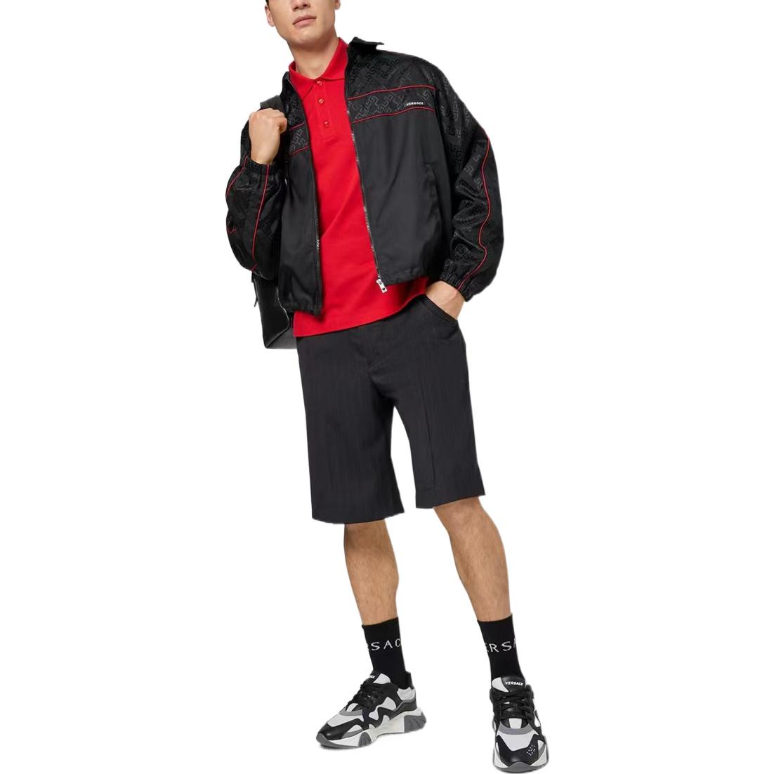 Shop VERSACE 2022秋冬 黑色圖案印花長袖外套 A87094-A26597-A4008