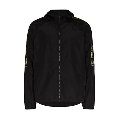 Versace FW22 Black Hoodie Jacket with Greek Motif Print Design. 1003740-1A03773-1B000