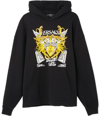 VERSACE FW22 Black Hoodie with Logo Graphic Print 1006481-1A04494-2B510 Order VERSACE FW22 Black Hoodie with Logo Graphic Print 1006481-1A04494-2B510