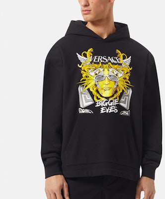 VERSACE FW22 Black Hoodie with Logo Graphic Print 1006481-1A04494-2B510 Shop VERSACE FW22 Black Hoodie with Logo Graphic Print 1006481-1A04494-2B510
