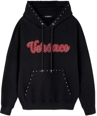 范思哲 2022秋冬 黑色字母铆钉设计连帽衫 1008064-1A05750-1B000 Buy 范思哲 2022秋冬 黑色字母铆钉设计连帽衫 1008064-1A05750-1B000