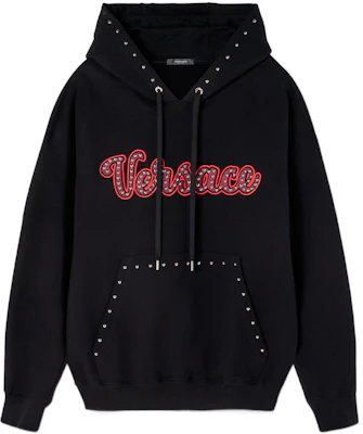 范思哲 2022秋冬 黑色字母铆钉设计连帽衫 1008064-1A05750-1B000 Order 范思哲 2022秋冬 黑色字母铆钉设计连帽衫 1008064-1A05750-1B000