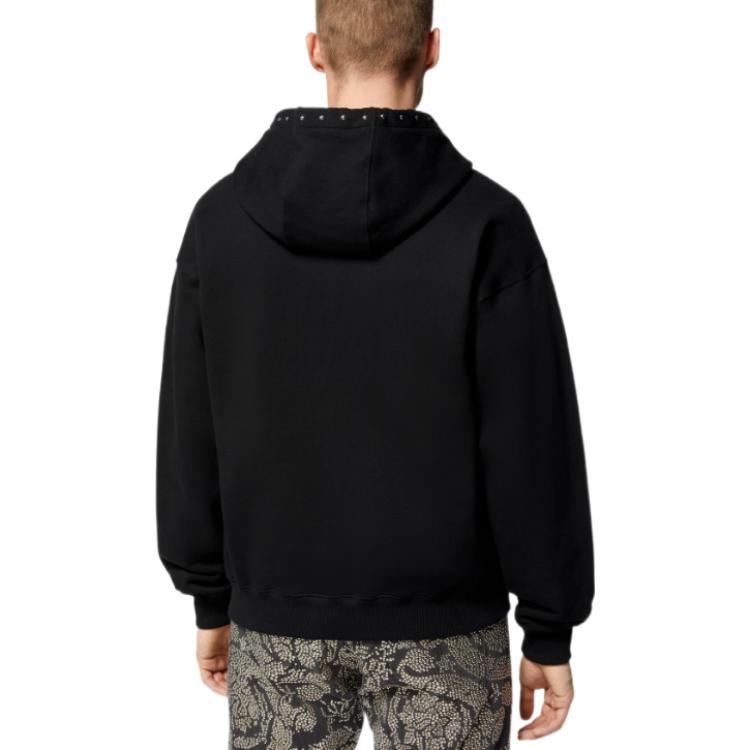 Shop 范思哲 2022秋冬 黑色字母铆钉设计连帽衫 1008064-1A05750-1B000