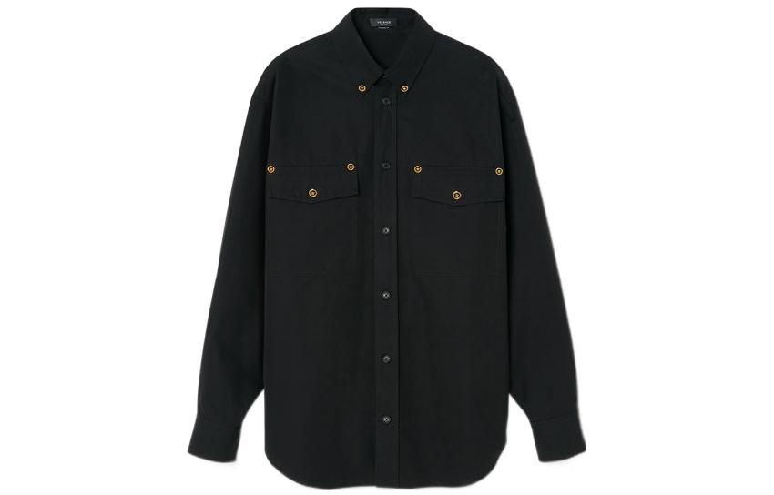 VERSACE FW22  Black Long Sleeve Single-Breasted Shirt 1006062-1A01816-1B000