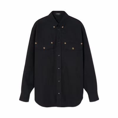 VERSACE FW22 Black Long Sleeve Single-Breasted Shirt 1006062-1A01816-1B000
