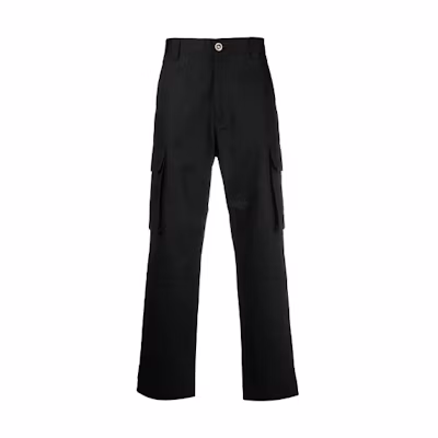 VERSACE FW22 Black Loose Fit Straight Casual Pants 1006939-1A05084-1B000