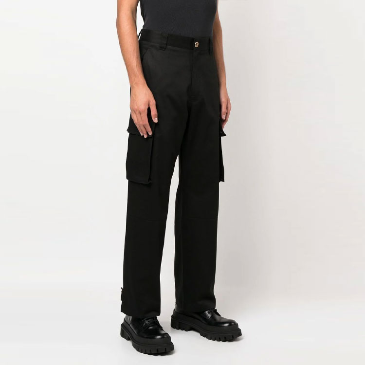 Details for VERSACE FW22  Black Loose Fit Straight Casual Pants 1006939-1A05084-1B000